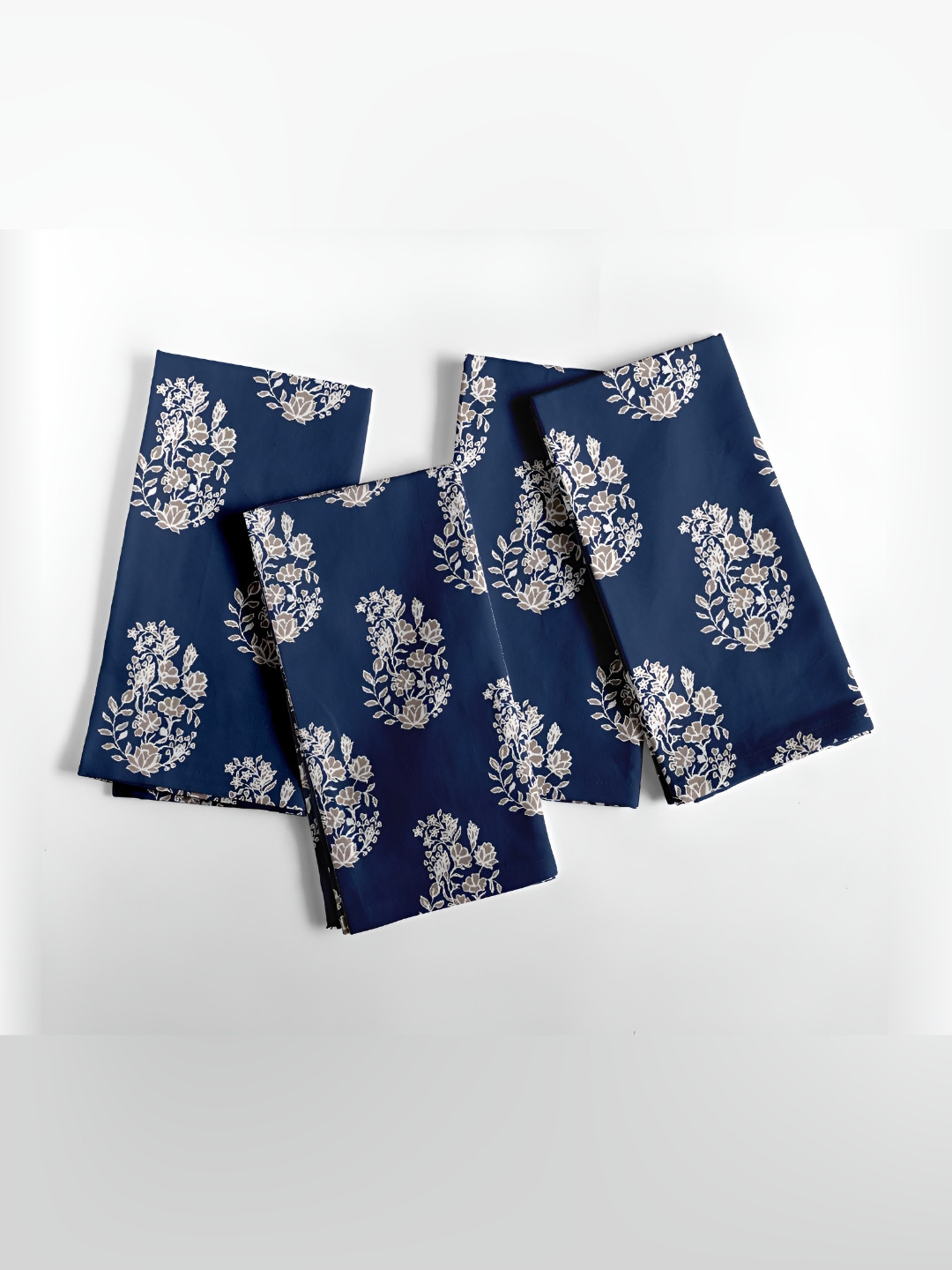 Vargottam Blue & Grey 12 Pieces Printed Cotton Reusable & Disposable Table Napkins