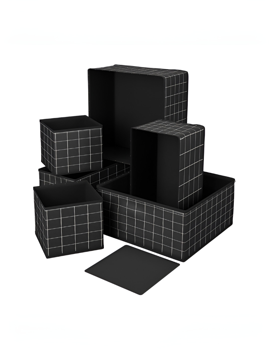 Aura Black 6 Pieces Foldable Drawer Organizer Wardrobe Clothes Organiser Storage Box