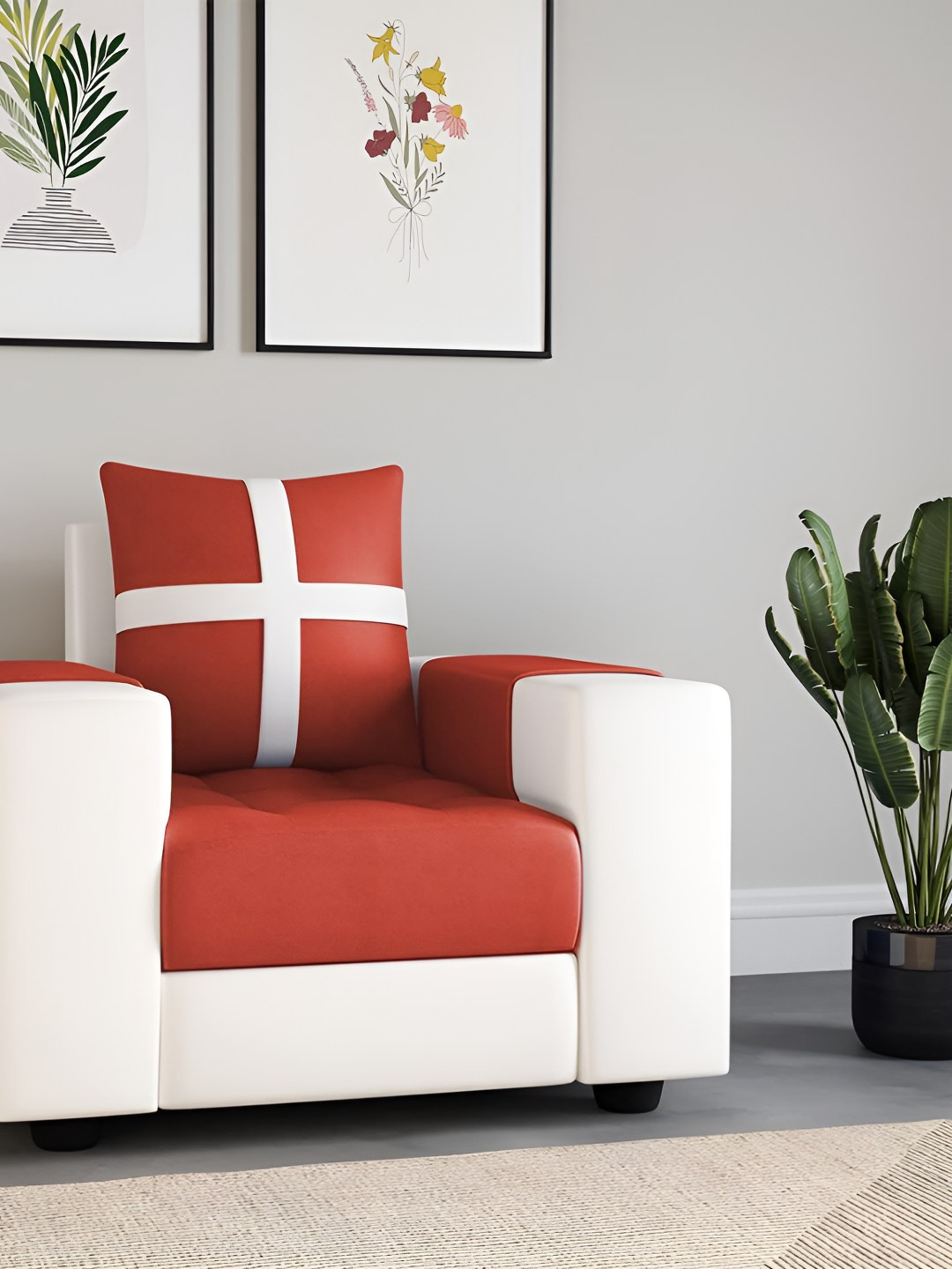 Torque Red 1 Seater Fabric Sofa