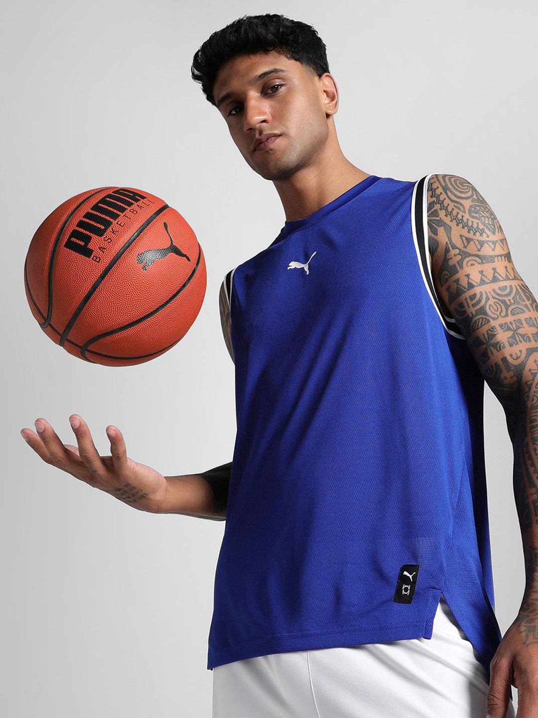 Puma Winning Shot Mesh Men Brand Logo Printed Basketball T-Shirt