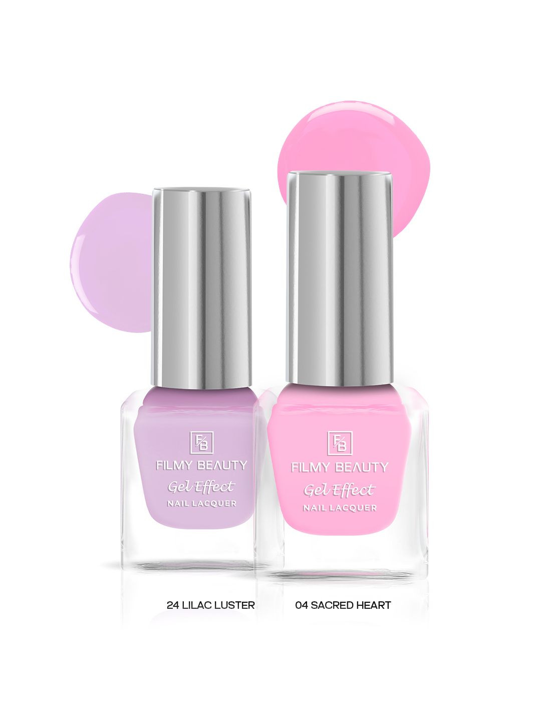 FILMY BEAUTY Set Of 2 Gel Effect Nail Polish - 10 ml Each- Lilac Luster 24 Sacred Heart 04