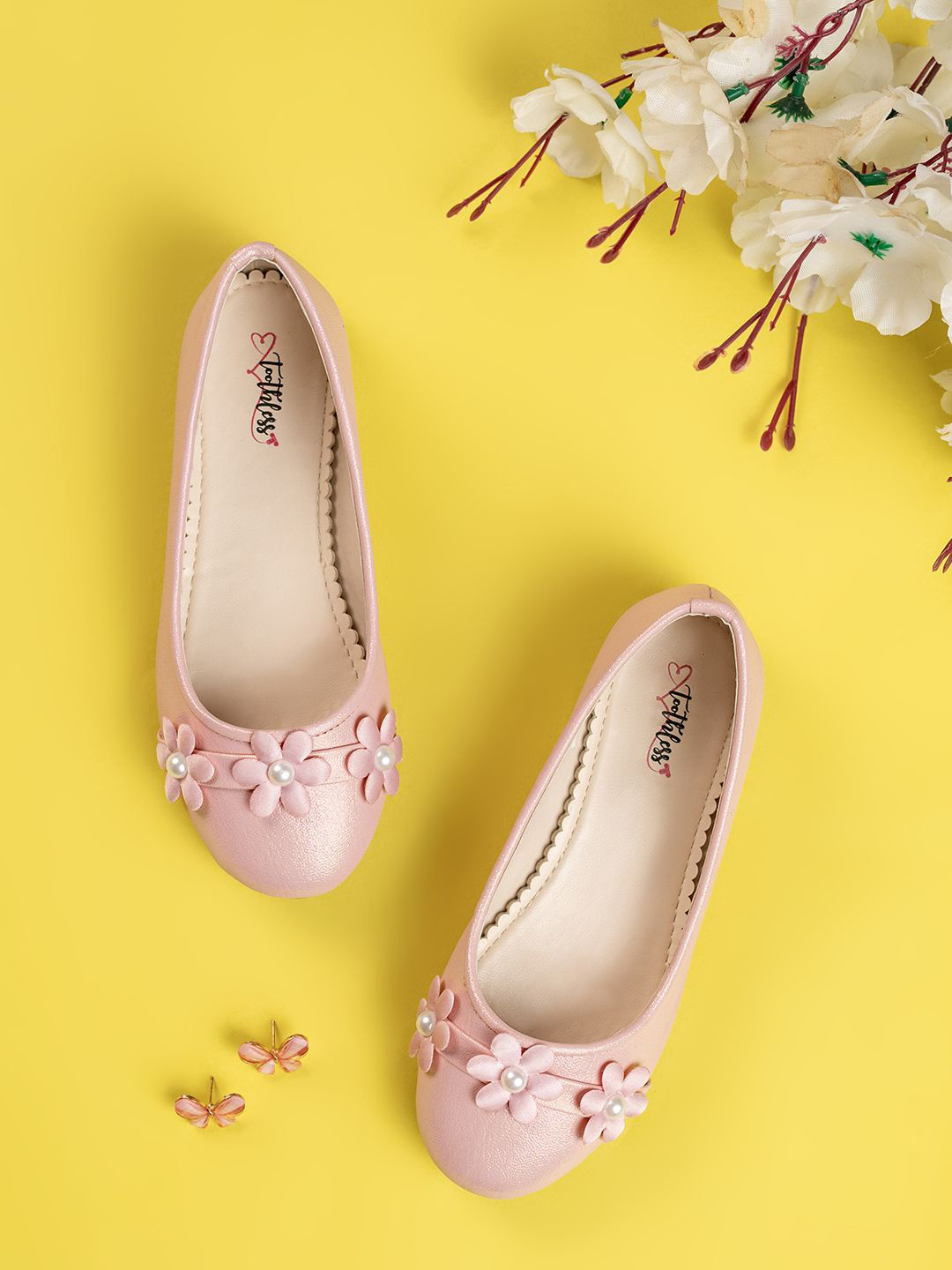 toothless Girls Metallic Pink Ballerinas