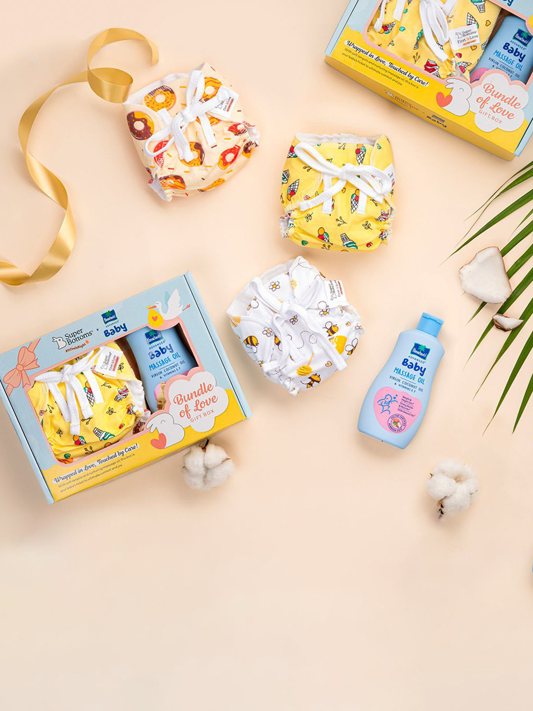 SuperBottoms NewBorn Gift Set with Dry Feel Baby langot & Parachute Massage Oil -5-10KG