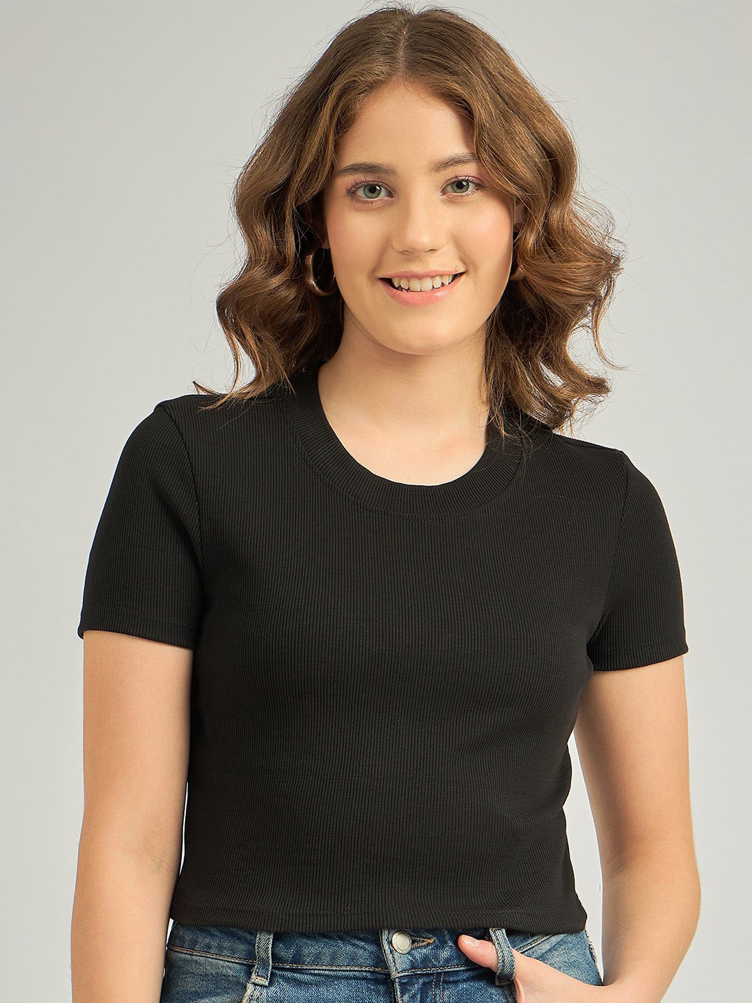 Outzidr Basic Fitted Ribbed Top