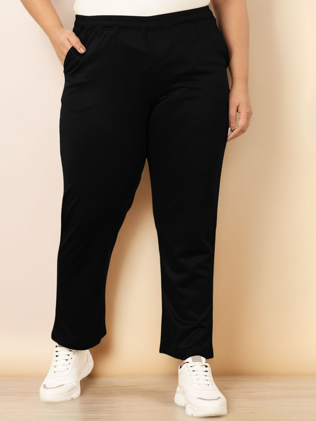 Amydus Women Plus Size Elasticated Regular Fit High Waist Track Pants