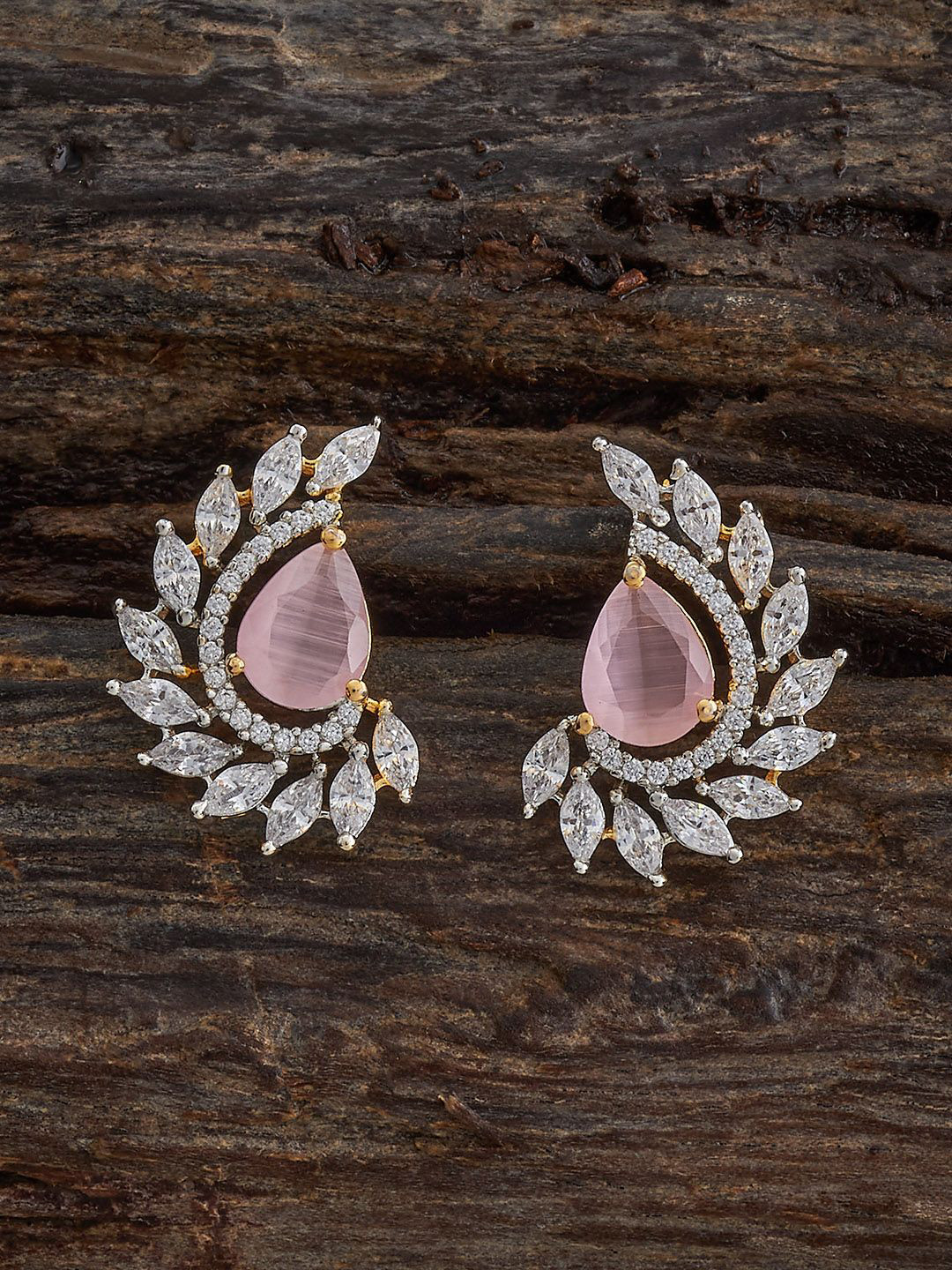 Kushal's Fashion Jewellery Leaf Shaped Studs Earrings