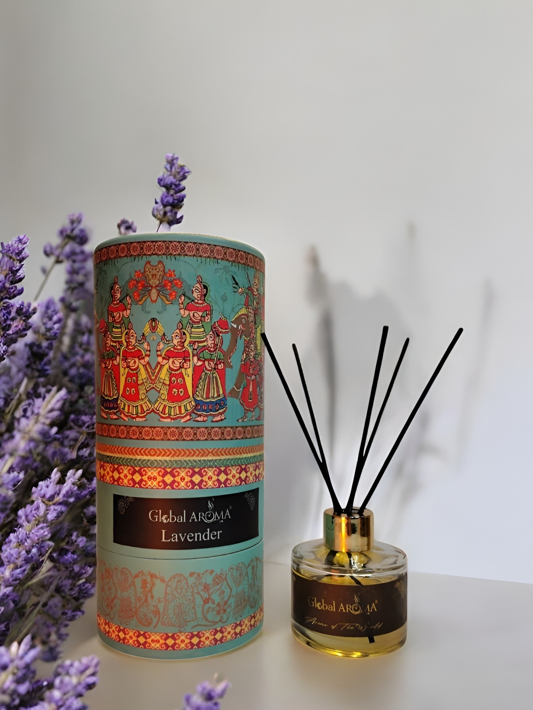 GLOBAL AROMA Blue & Red Lavender Reed Aroma Oil Diffuser & Sticks 120ml