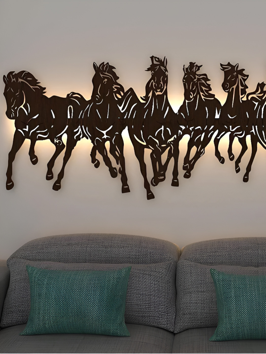 DEKORSTATION Brown Textured Wooden Abstract Shaped Wall Lamp