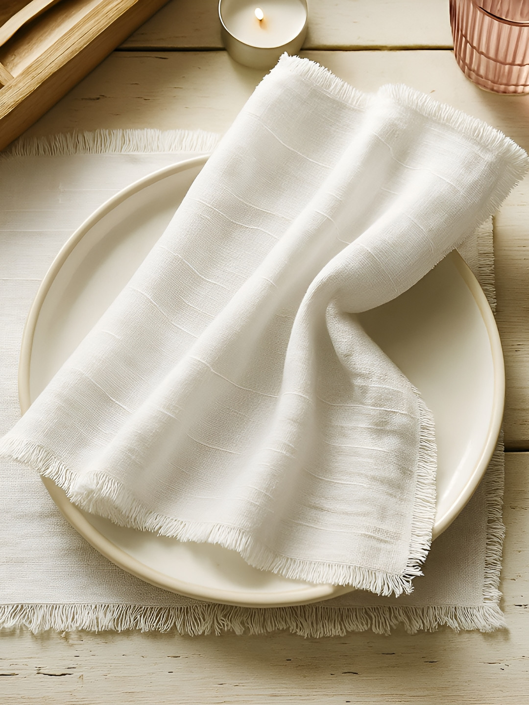 Vargottam White 12 Pieces Cotton Reusable & Disposable Table Napkins