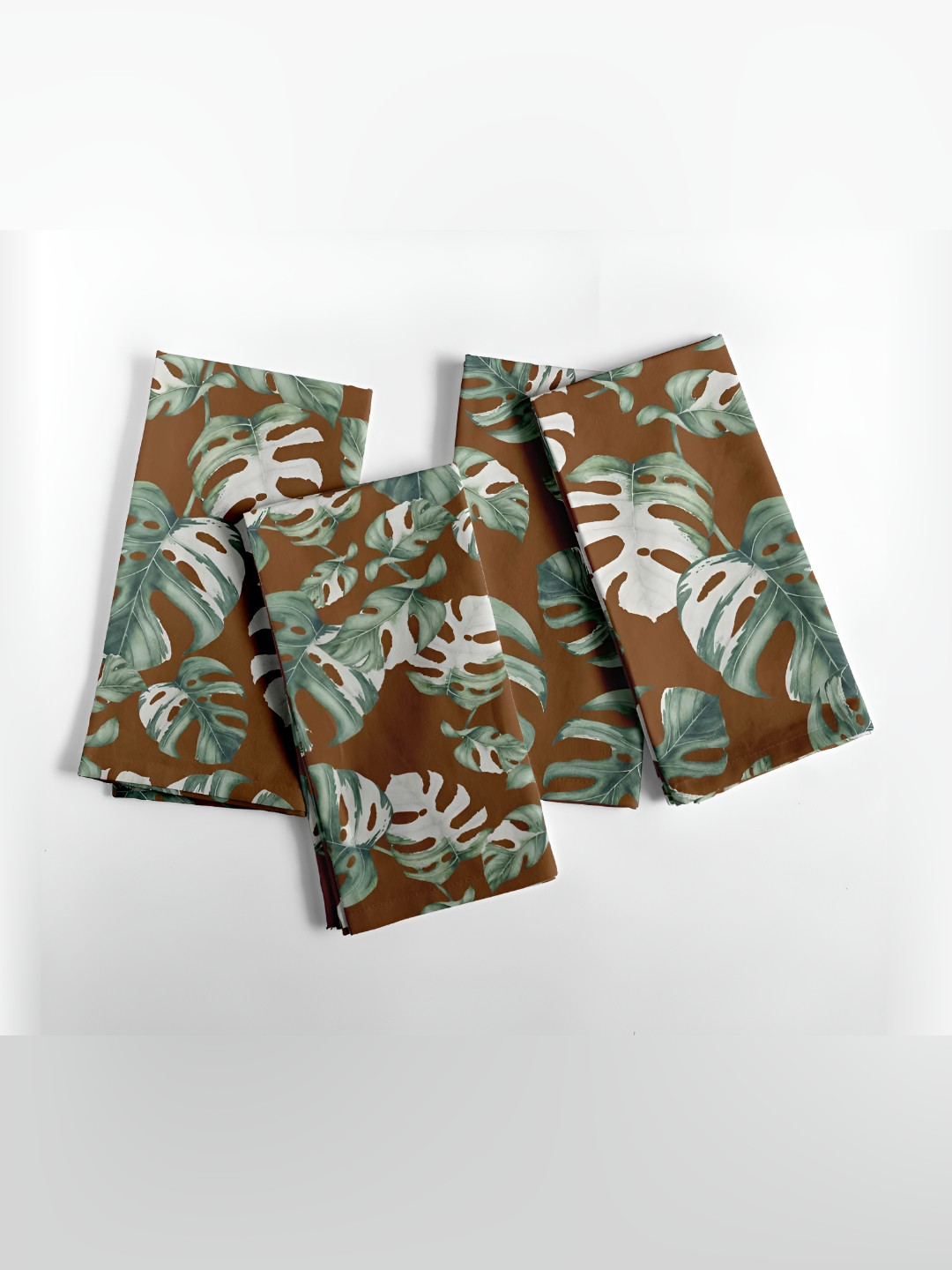 Vargottam Brown & Green 12 Pieces Printed Cotton Reusable & Disposable Table Napkins