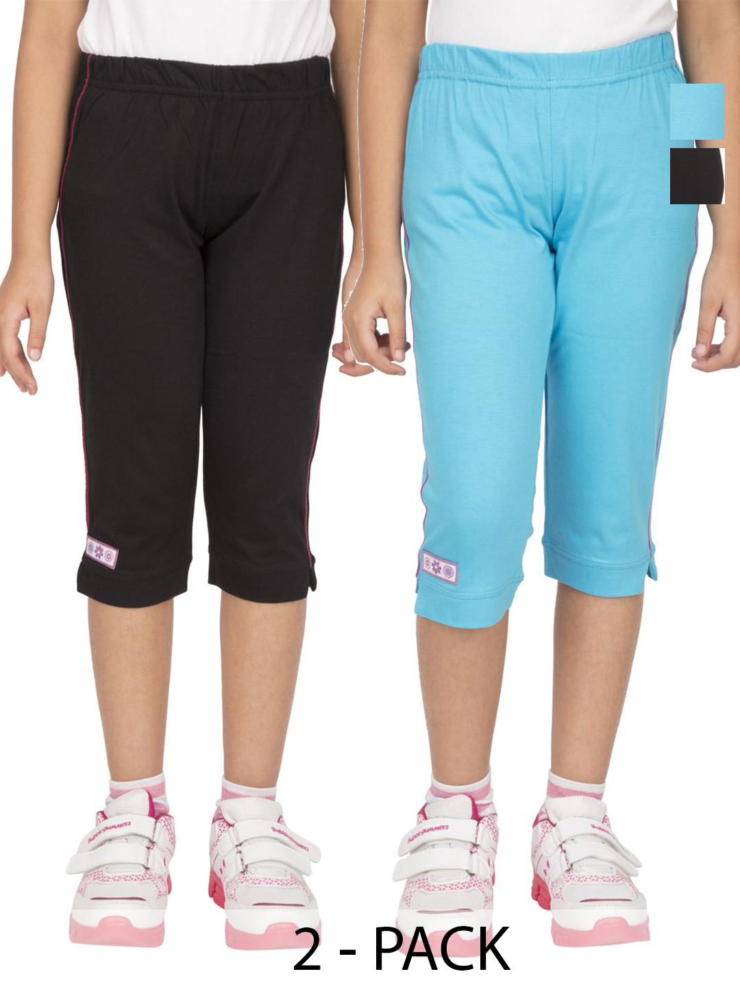 OCEAN RACE Girls Pack of 2 Mid-Rise Cotton Capris