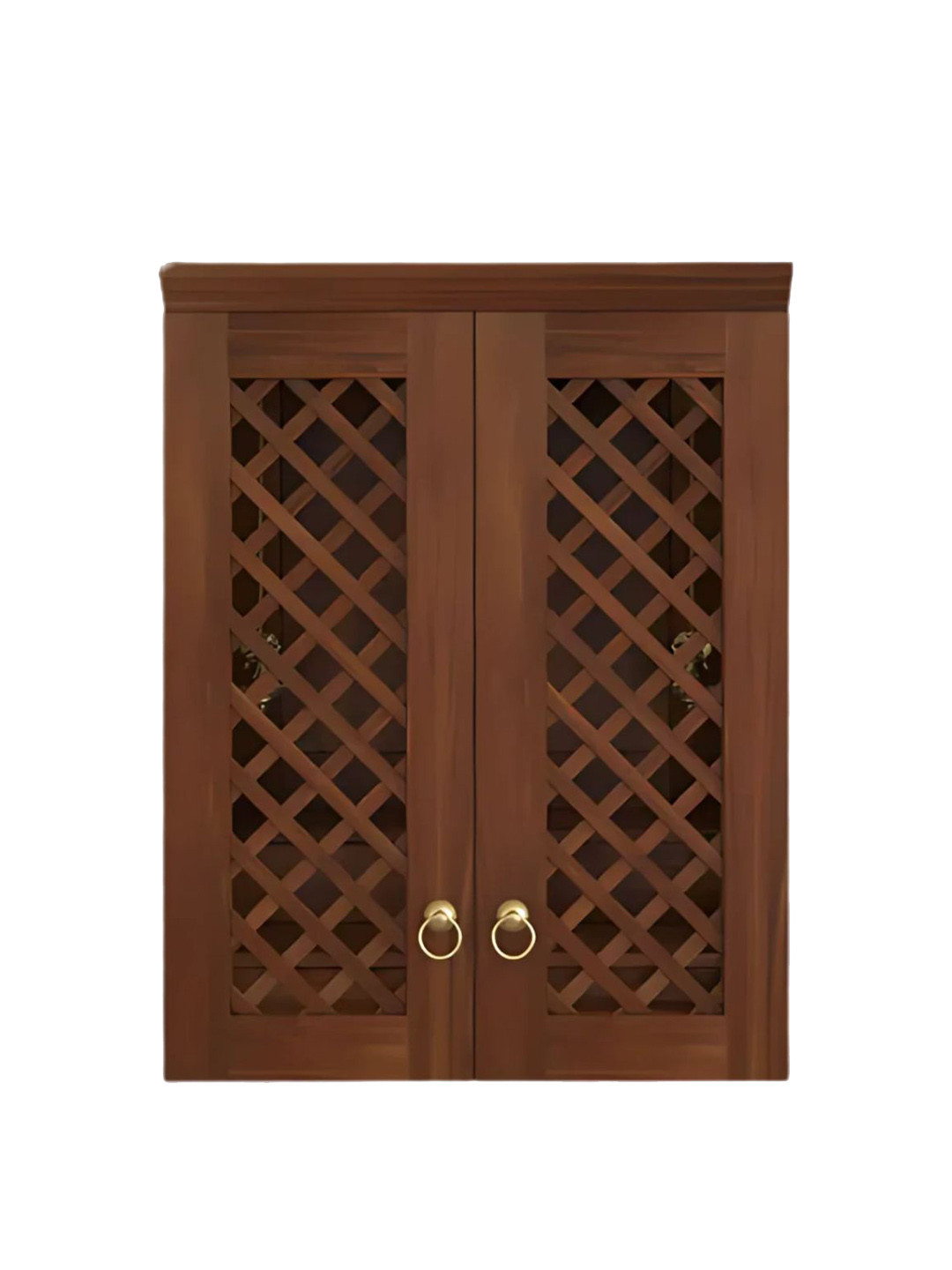 DZYN Furnitures Brown & Yellow Wooden Vedic Sthana Pooja Mandir With Door