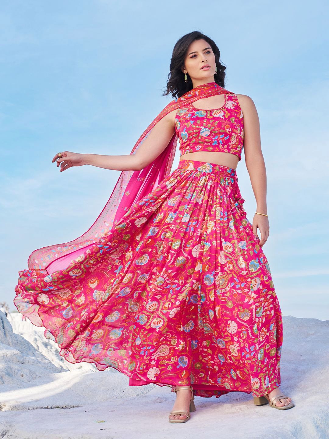 W Printed Ready to Wear Lehenga & Blouse With Dupatta