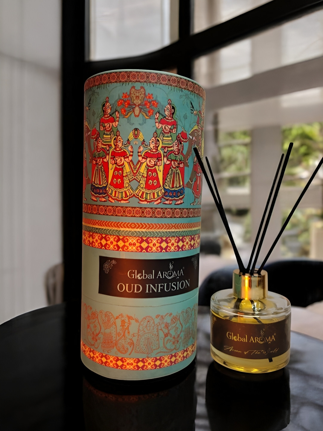 GLOBAL AROMA Blue & Red Oud Infusion Reed Aroma Oil Diffuser & Sticks 120ml