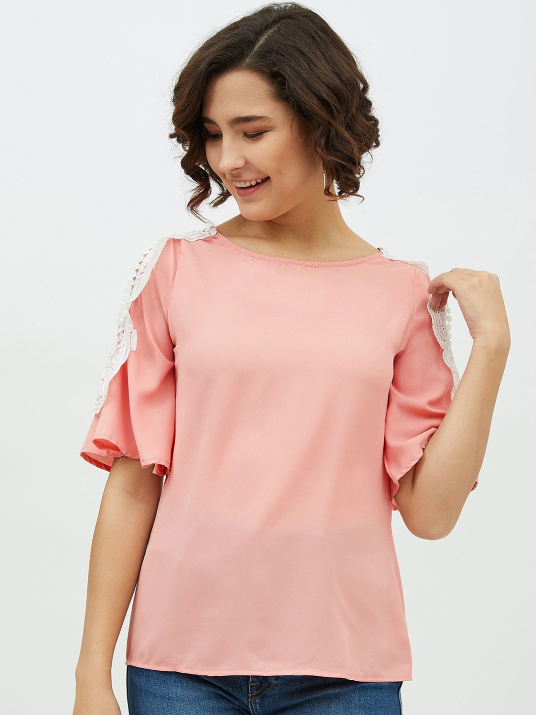 Chemistry Cold-Shoulder Lace Top