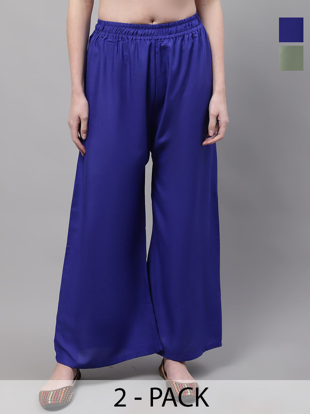 Valles365 by S.C. Women Pack Of 2 Flared Palazzos