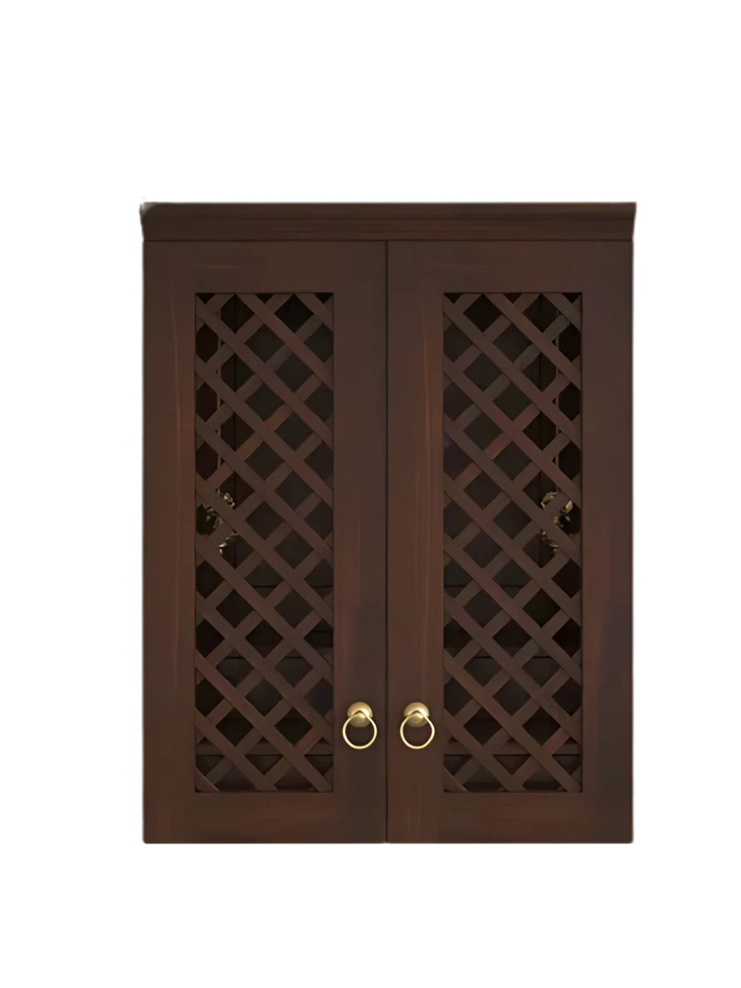 DZYN Furnitures Brown Textured Vedic Sthana Pooja Mandir With Door