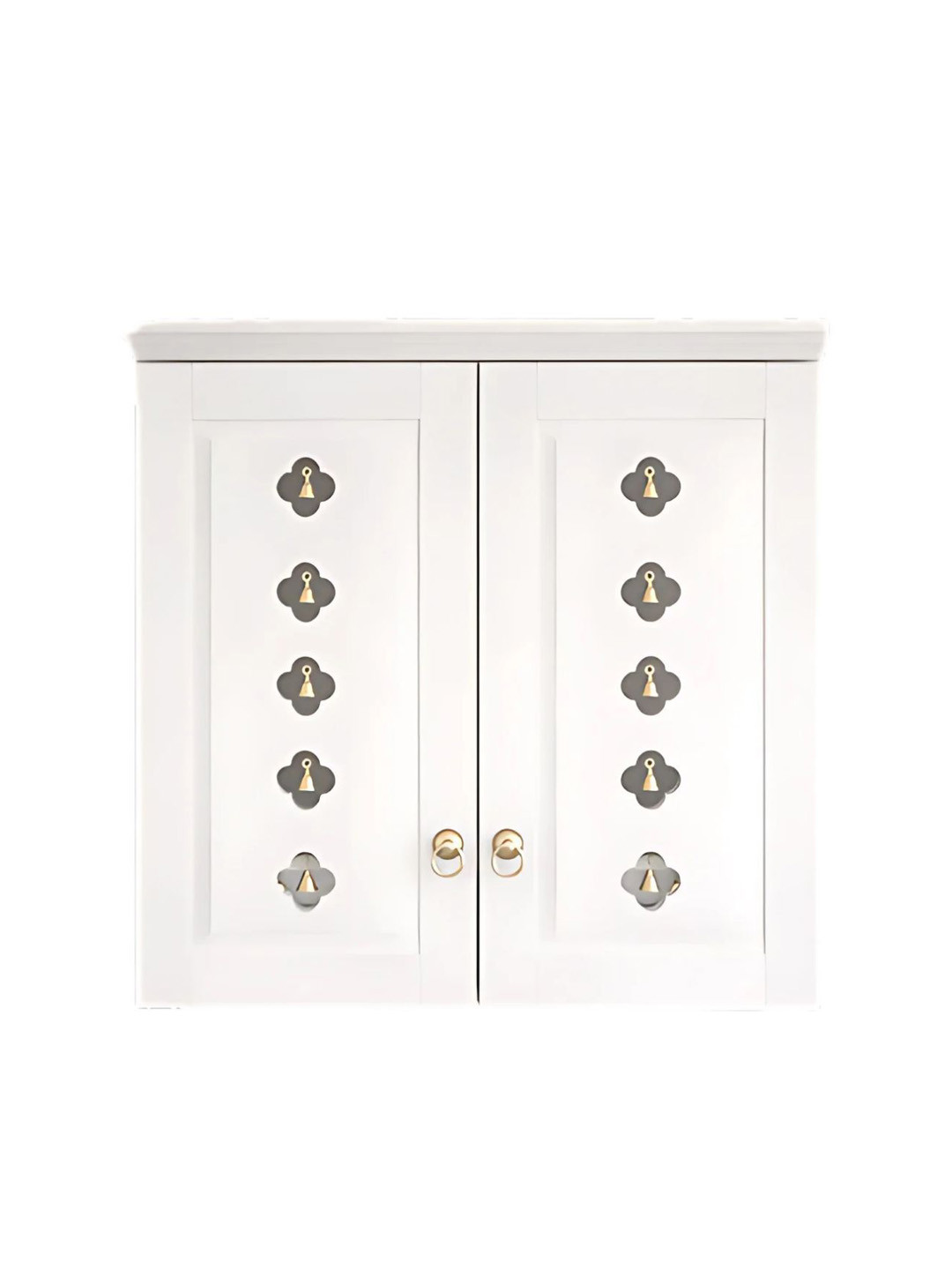 DZYN Furnitures White & Yellow Wooden Barvya Pooja Mandir With Door