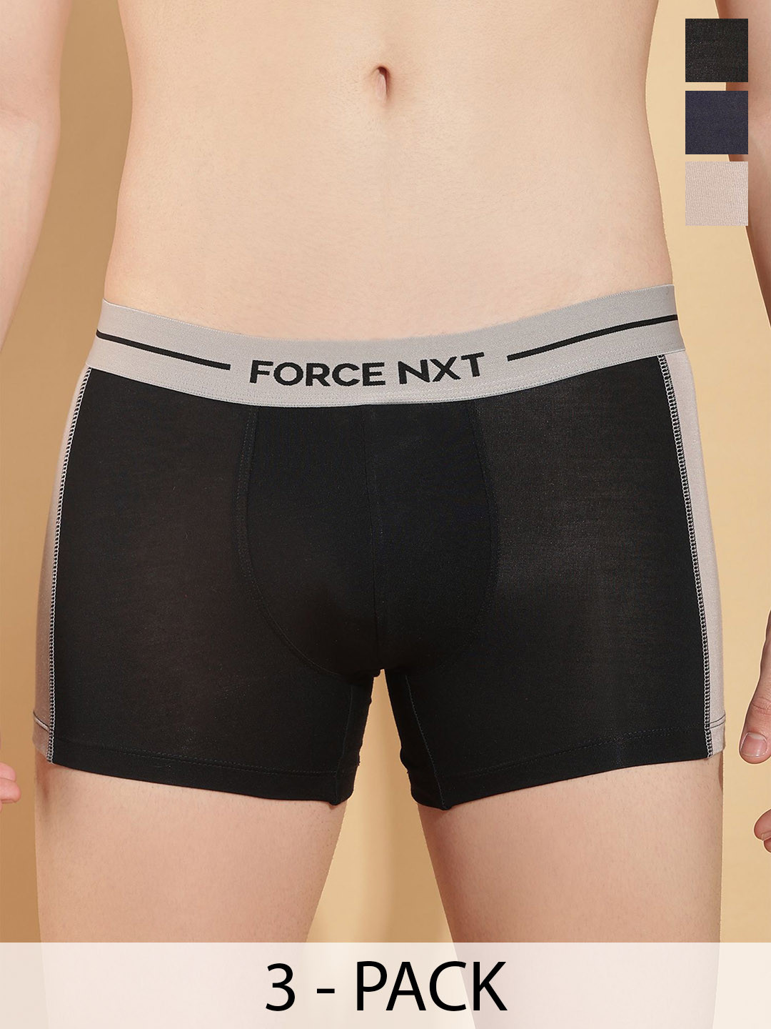 Force NXT Men Pack Of 3 Colourblocked Long Trunks MNFS-22-COL-123-PO3