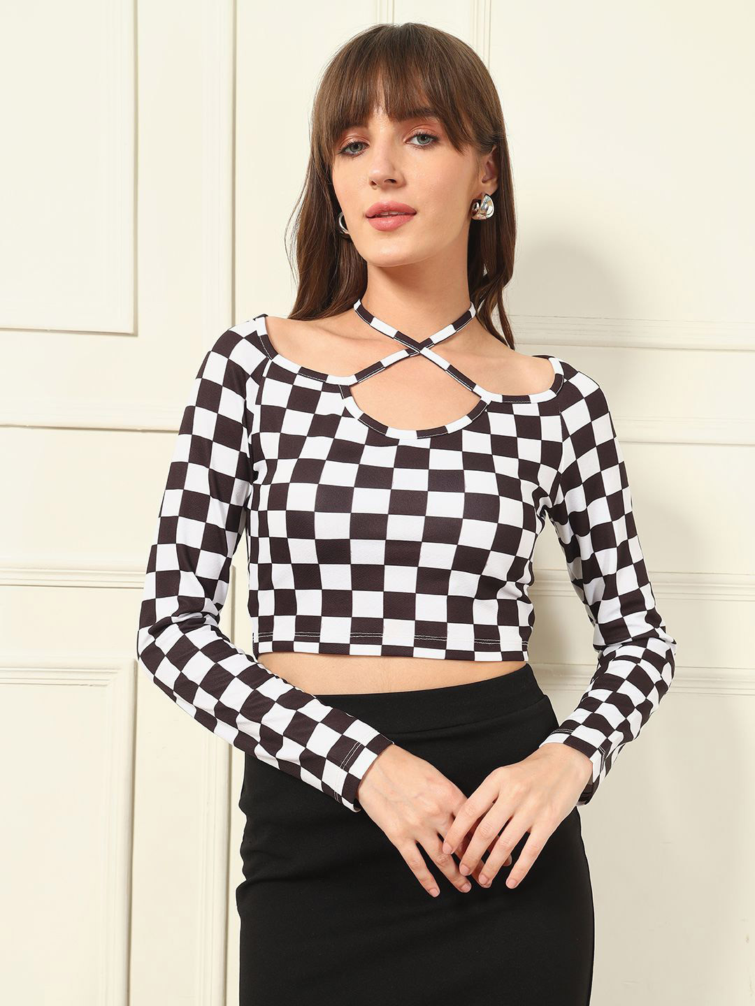 BAESD Checked Styled Back Top