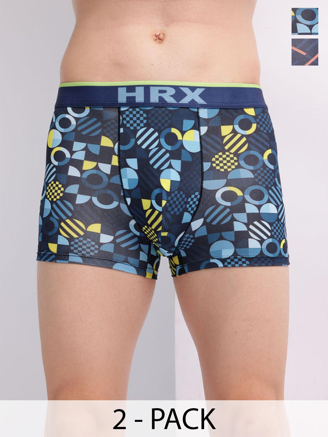 HRX by Hrithik Roshan Men Pack Of 2 Printed Short Trunks HTO-PV-Print-101-104-S