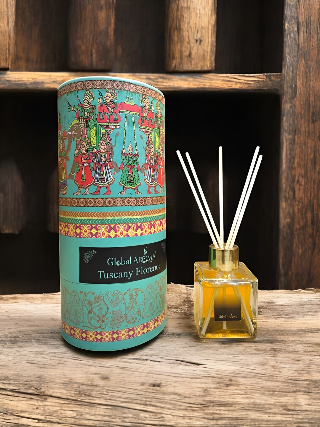 GLOBAL AROMA Blue & Red Tuscany Florence Reed Aroma Oil Diffuser & Sticks 120ml