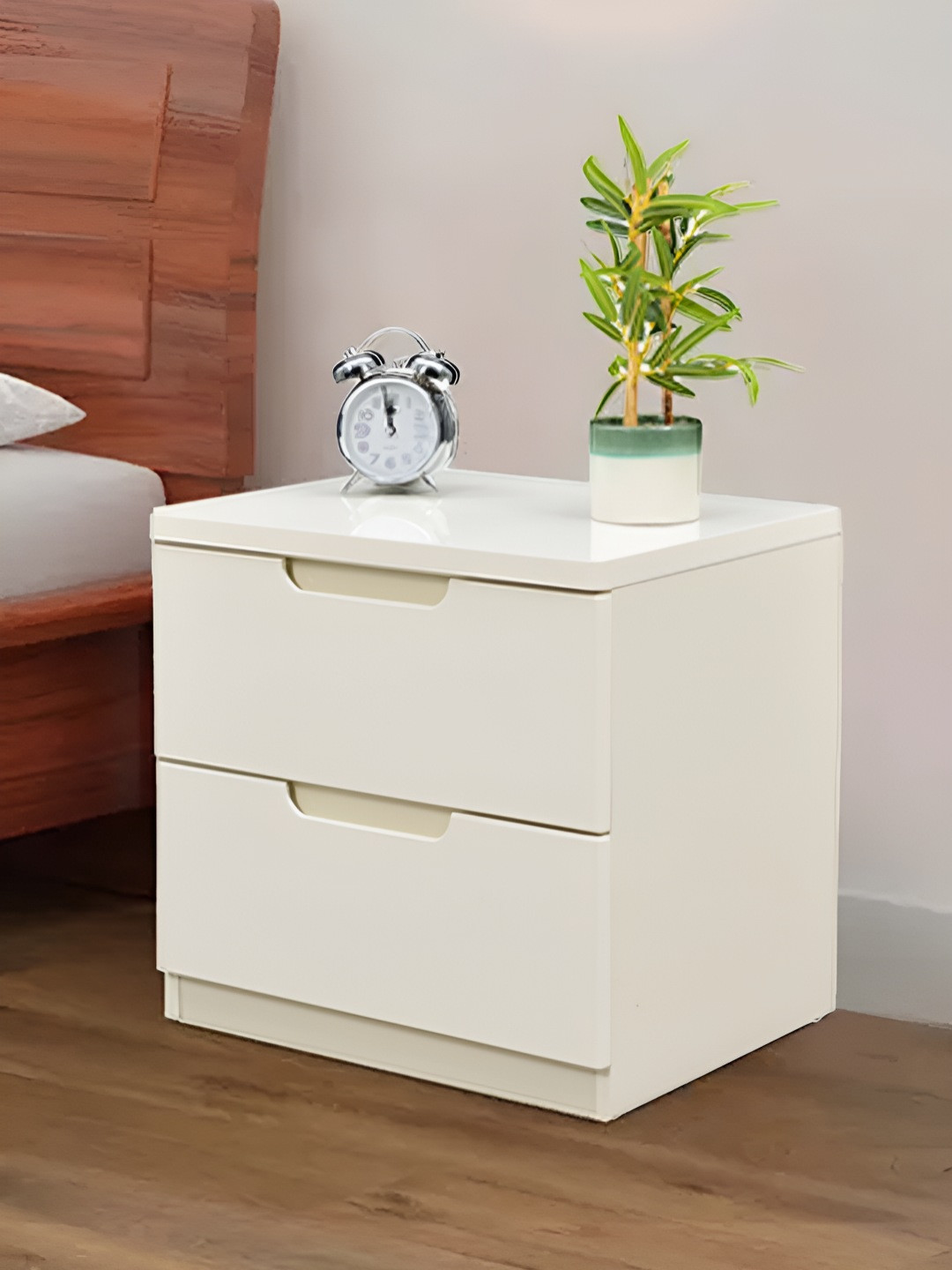 Royaloak Rome Italian White Rectangular Bedside Table With 2 Drawers