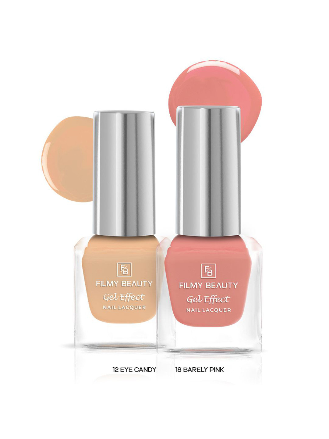 FILMY BEAUTY Set Of 2 Gel Effect Nail Polish- 10 ml Each- Eye Candy 12- Barely Pink 18