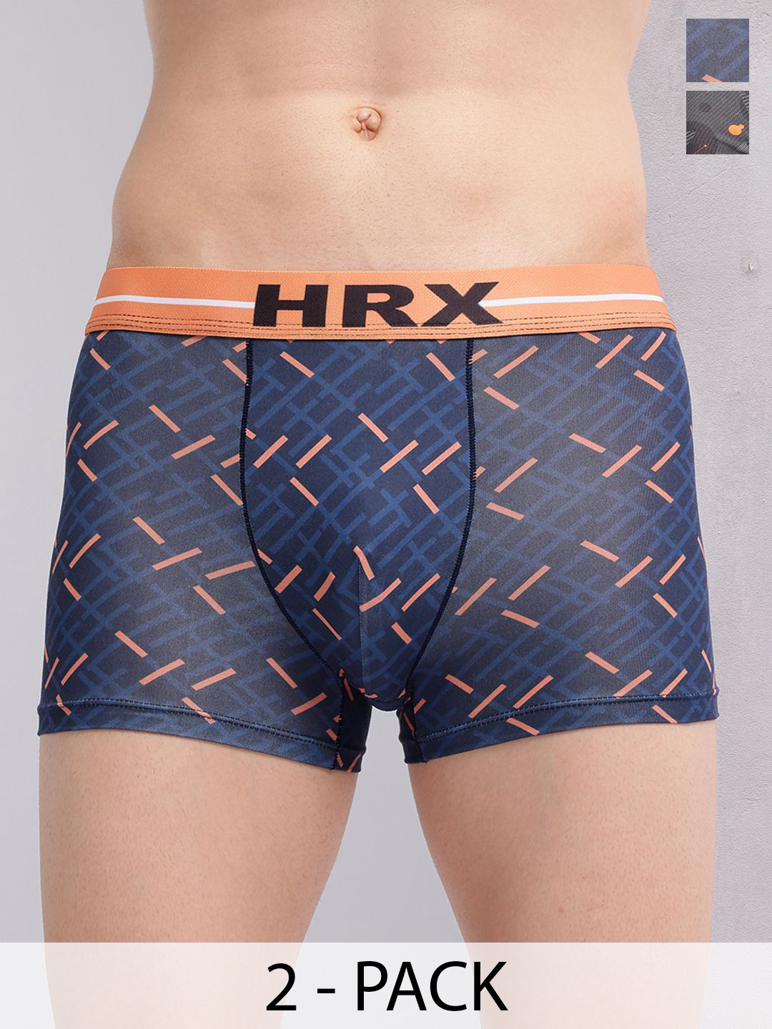 HRX by Hrithik Roshan Men Pack Of 2 Printed Short Trunks HTO-PV-Print-101-111-S
