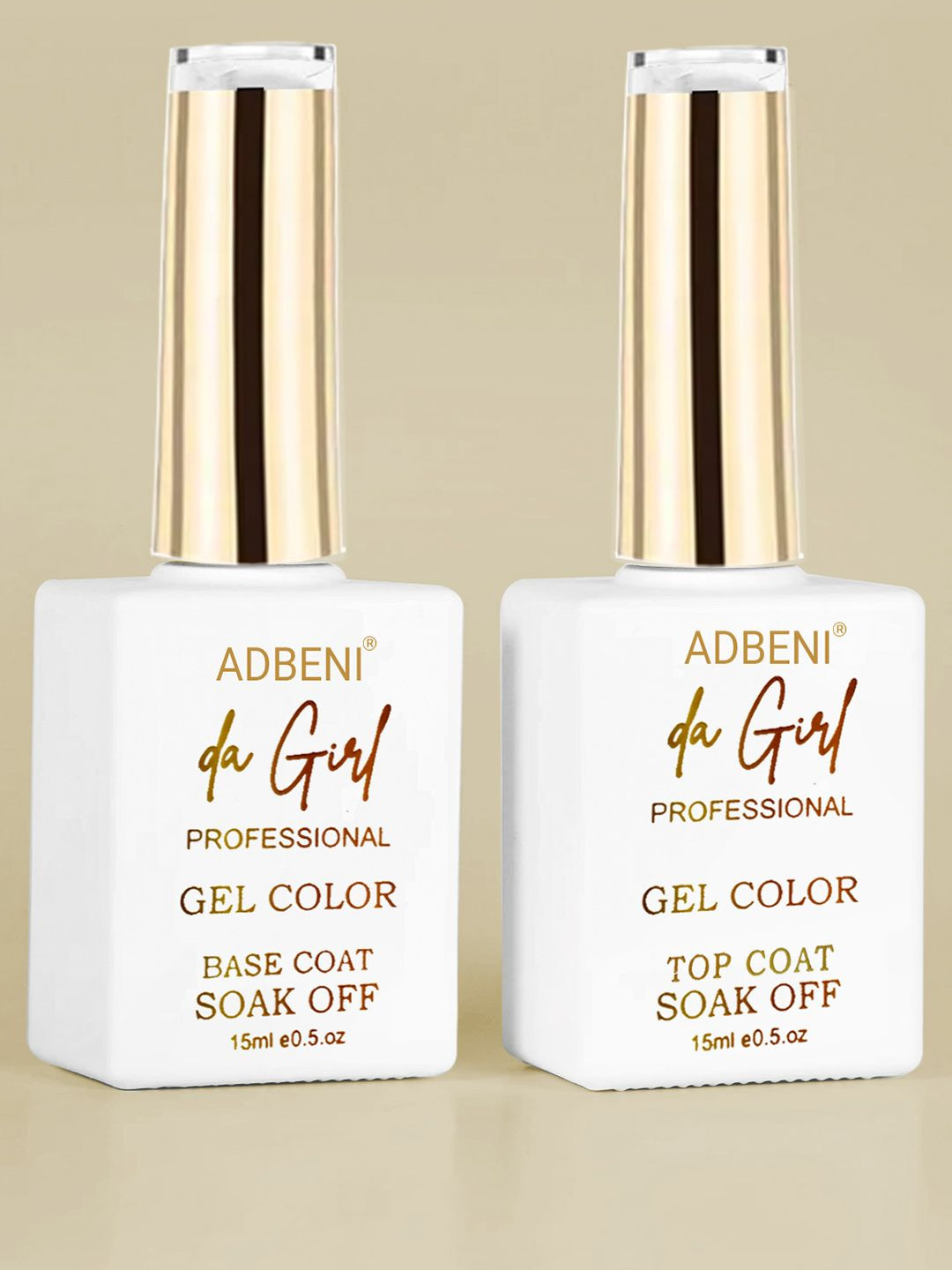 Adbeni Set Of 2 Da Girl UV/LED Soak-Off Gel Nail Polish- 15 ml Each- Base Coat- Top Coat
