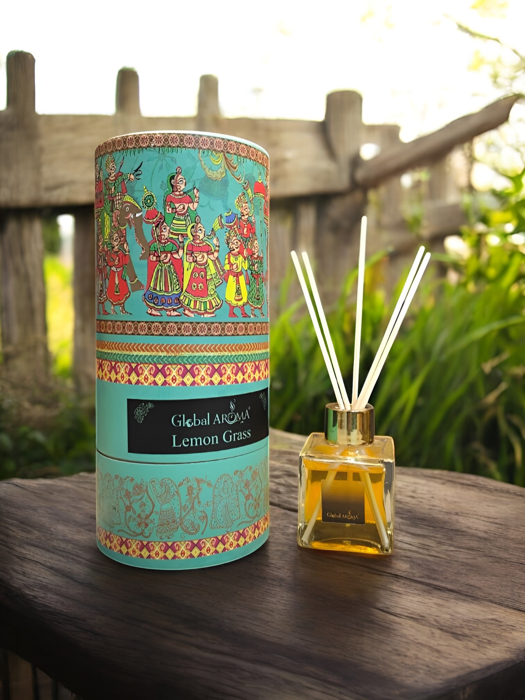 GLOBAL AROMA Blue & Red Lemon Grass Reed Aroma Oil Diffuser & Sticks 120ml