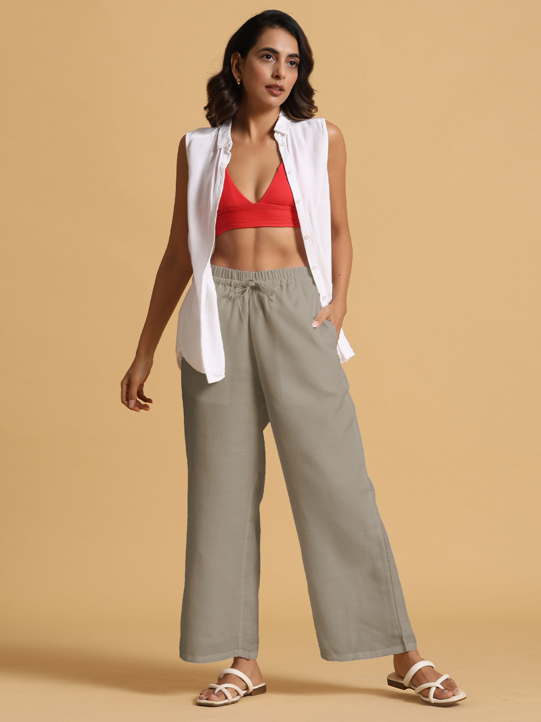 trueBrowns Drawstring True Straight Fit Trousers