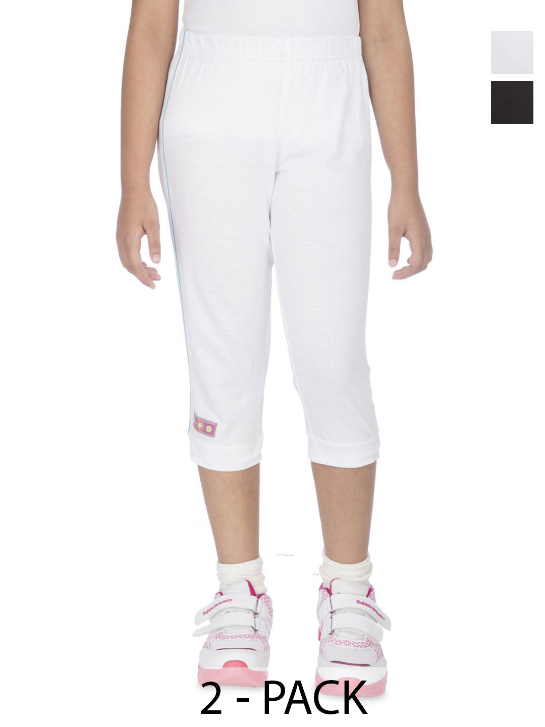 OCEAN RACE Girls Pack of 2 Relaxed Fit Mid-Rise Cotton Capris