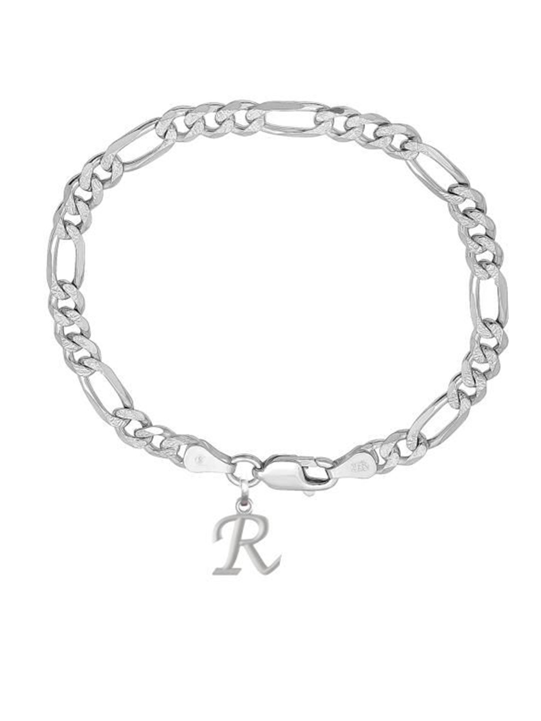 Metronaut Men Sterling Silver Link Bracelet With R Alphabet