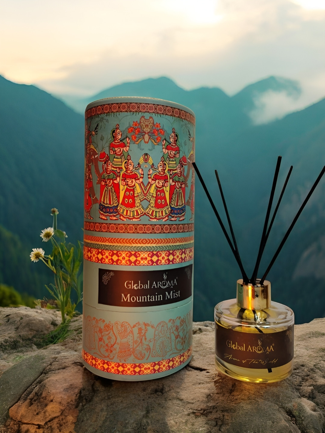 GLOBAL AROMA Blue Mountain Mist Reed Aroma Oil Diffuser & Sticks 120 ml