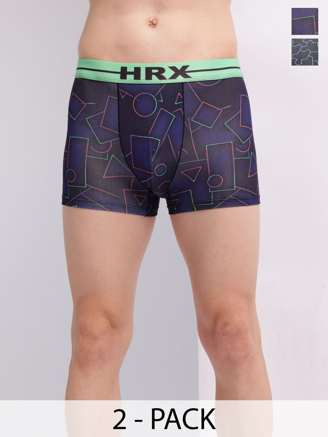 HRX by Hrithik Roshan Pack Of 2 Men Printed Short Trunks HTO-PV-Print-102-110-S