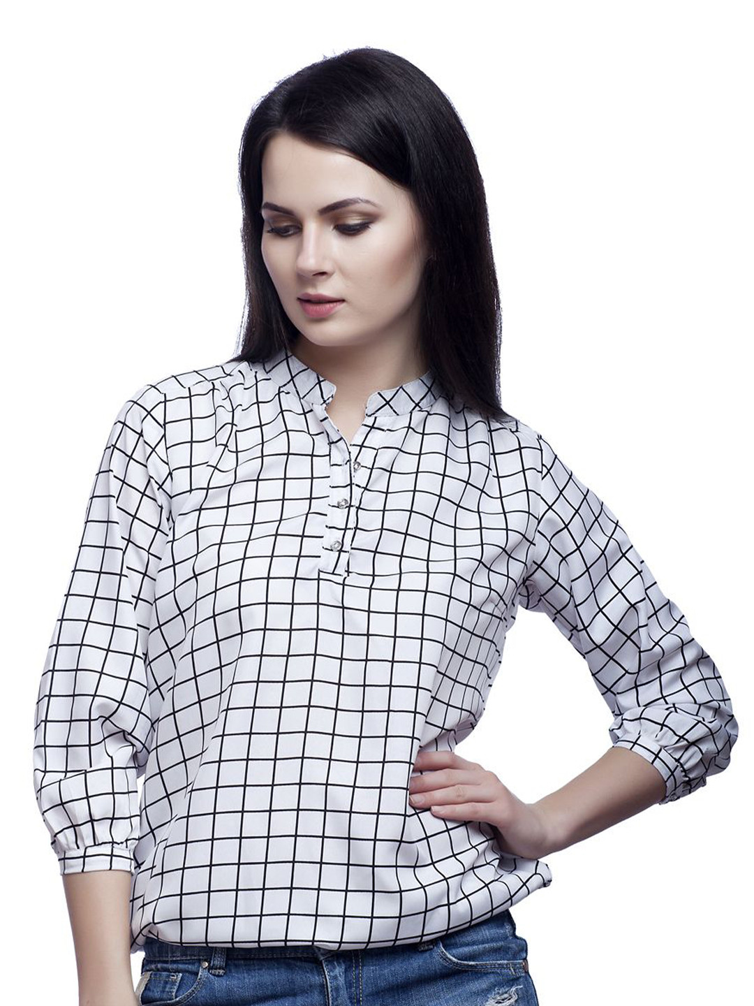 MALLORY WINSTON Print Block Print Crepe Top