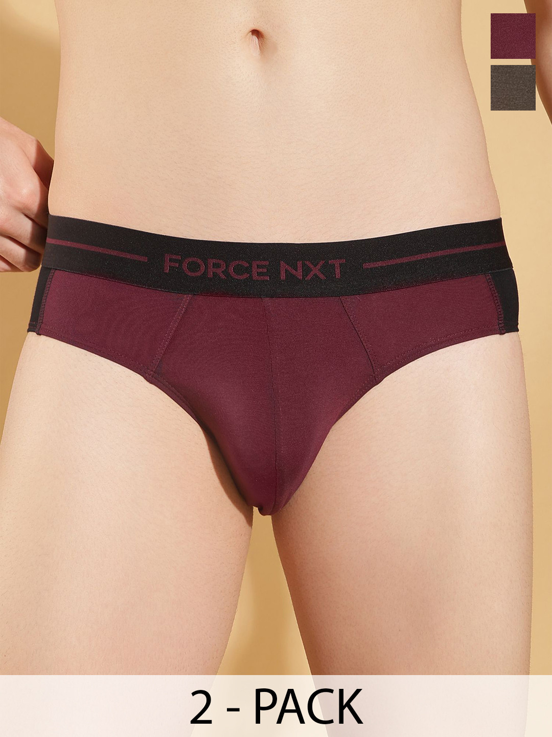 Force NXT Men Pack Of 2 Anti-Odour Cotton Basic Briefs MNFS-12-COL-45-PO2
