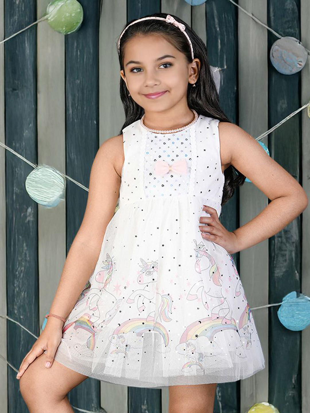 Kids On Board Floral Net Fit & Flare Dress