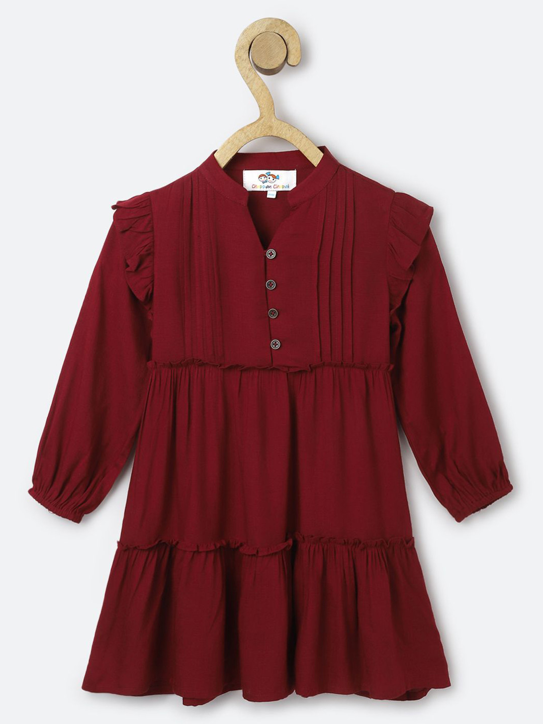 Chuppan chupai Girls Cuffed Sleeves Fit & Flare Dress
