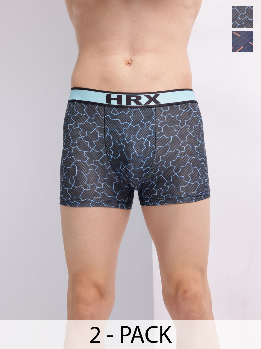 HRX by Hrithik Roshan Men Pack Of 2 Printed Short Trunks HTO-PV-Print-101-102-S