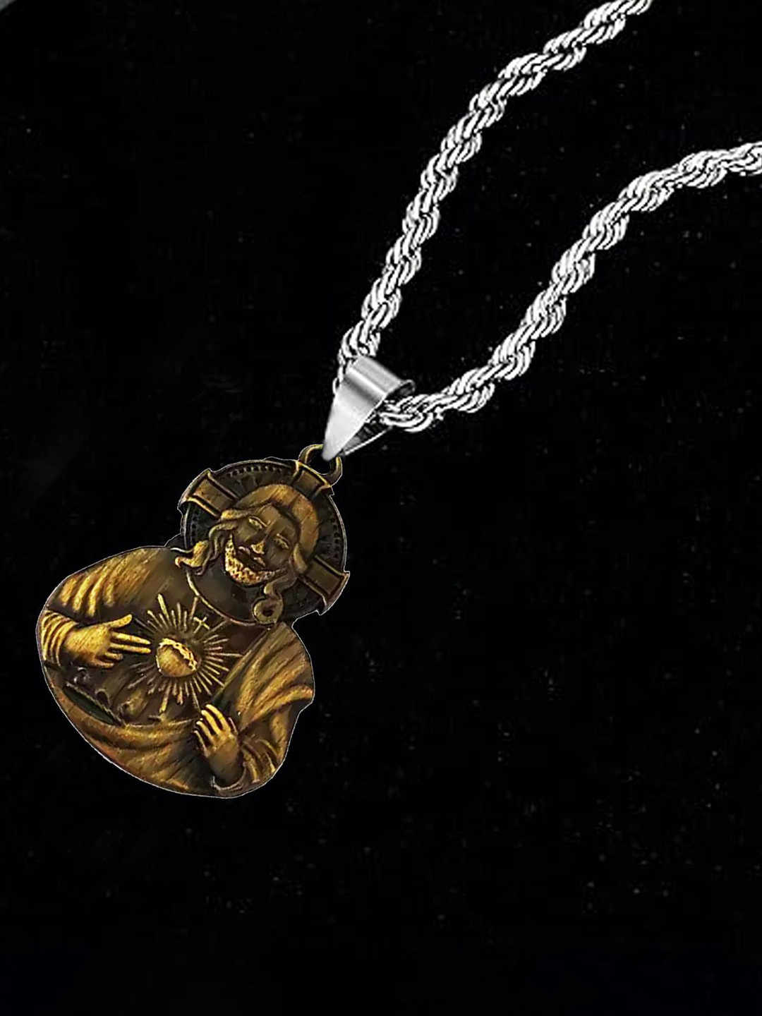 M Men Style Silver-Plated Temple Contemporary Shaped Pendant