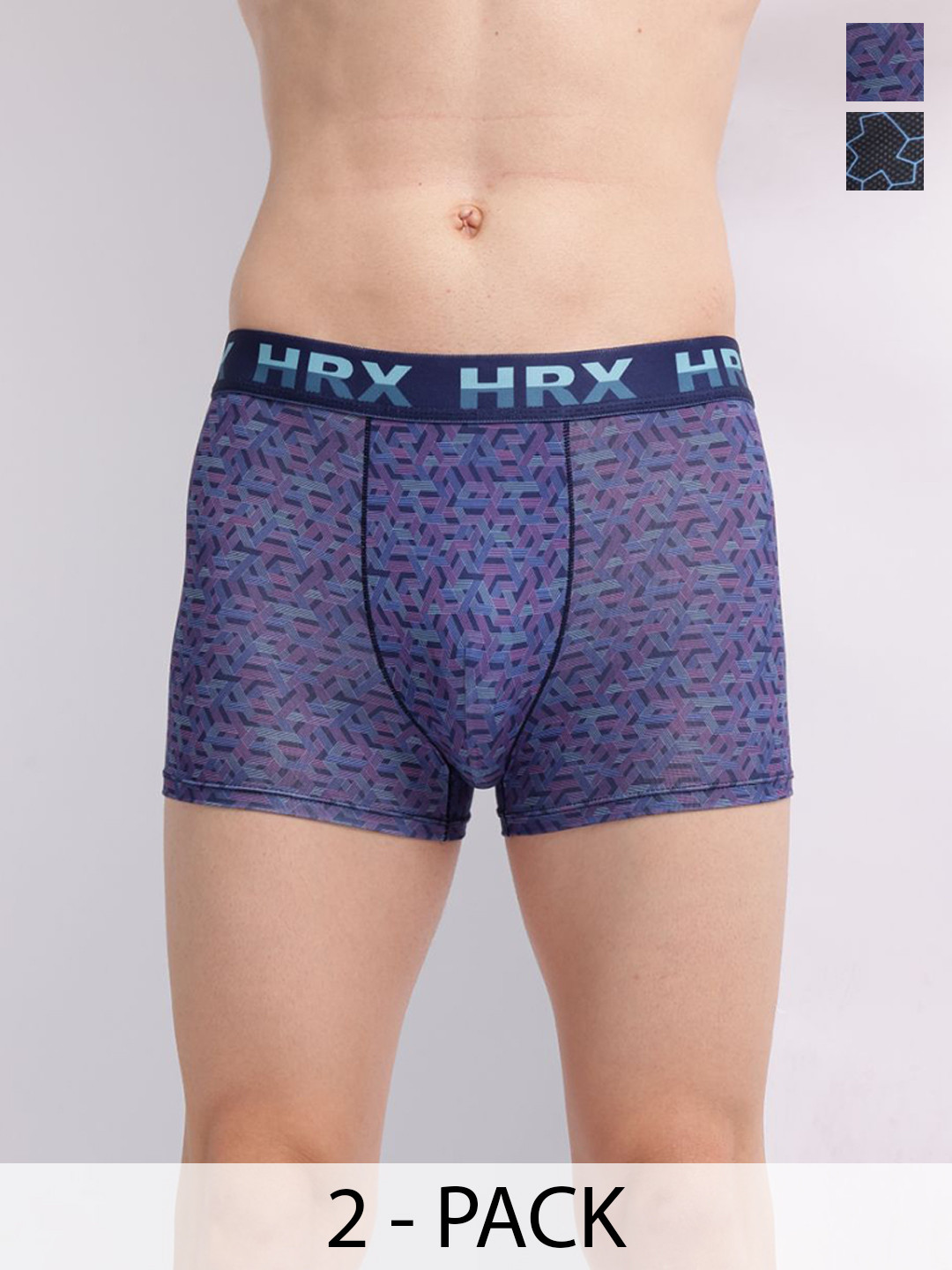 HRX by Hrithik Roshan Pack Of 2 Printed Short Trunks HTO-PV-Print-102-105-S