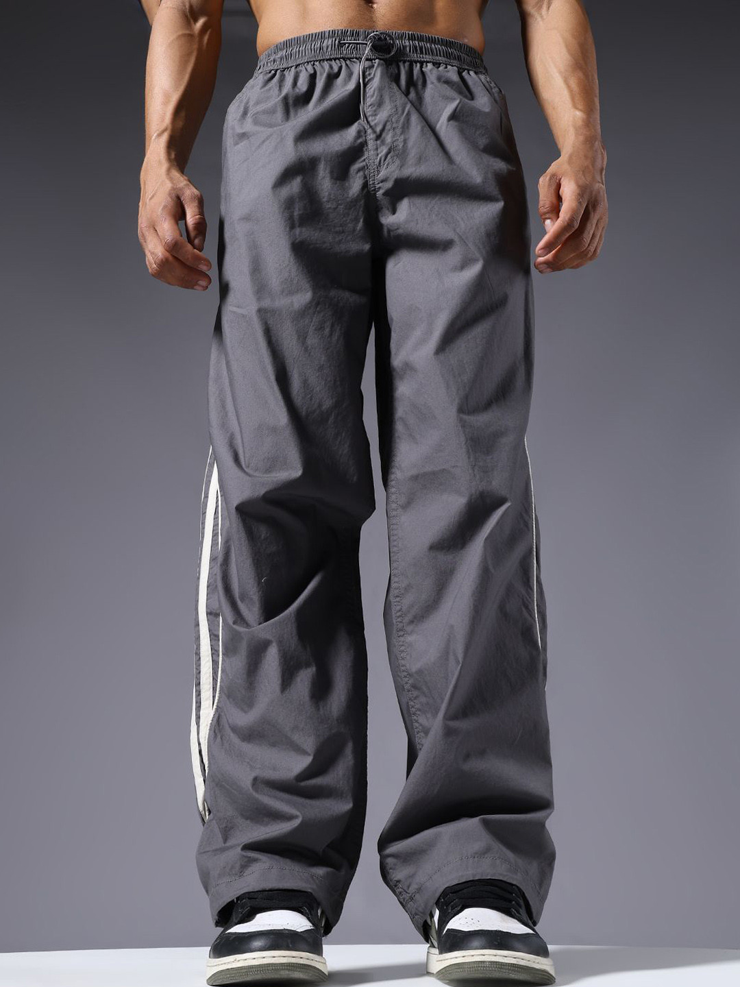 PRONK Men Relaxed-Fit Nylon Track Pants