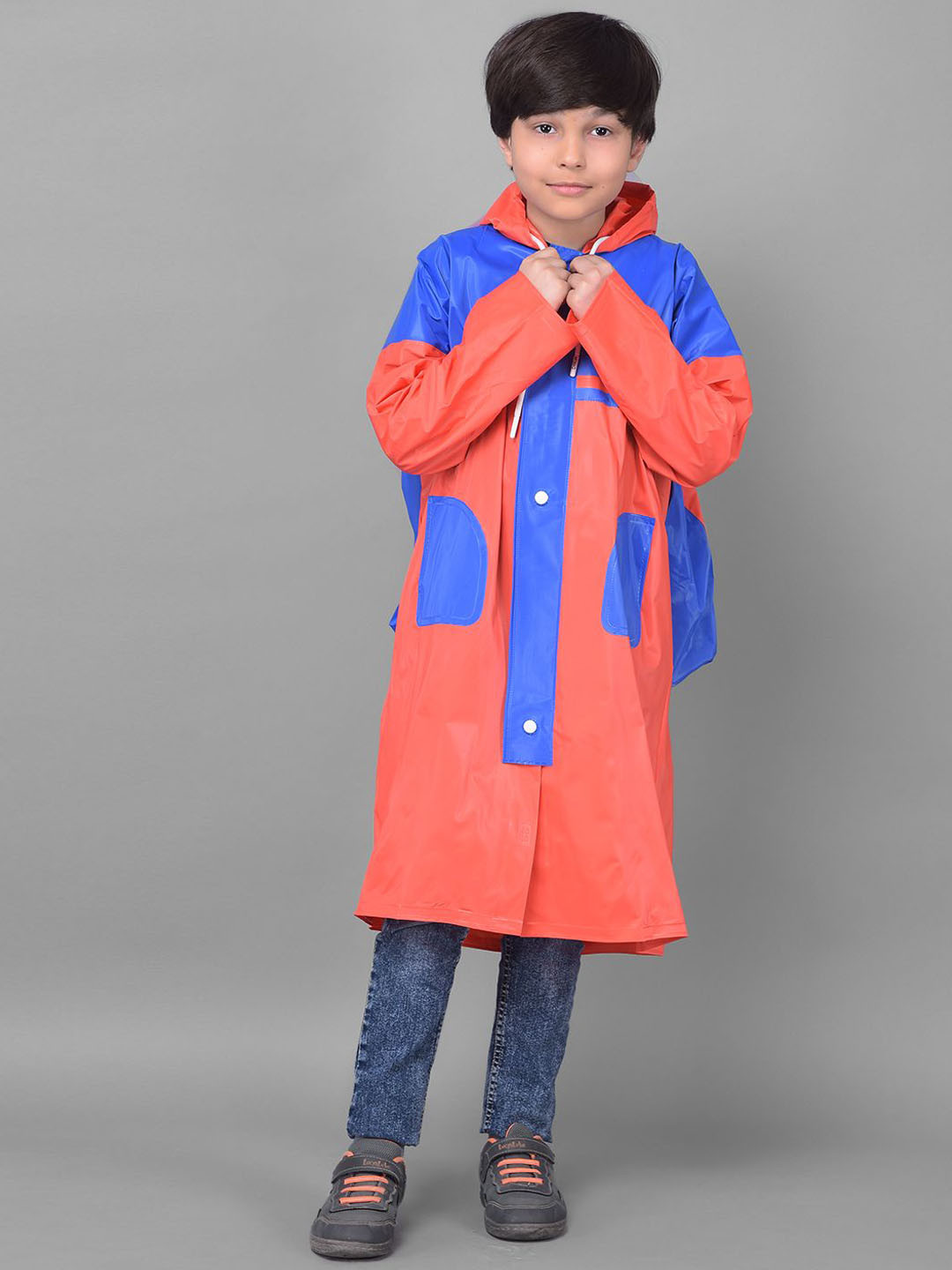Dollar Boys Colour-Blocked Long Rain Jacket