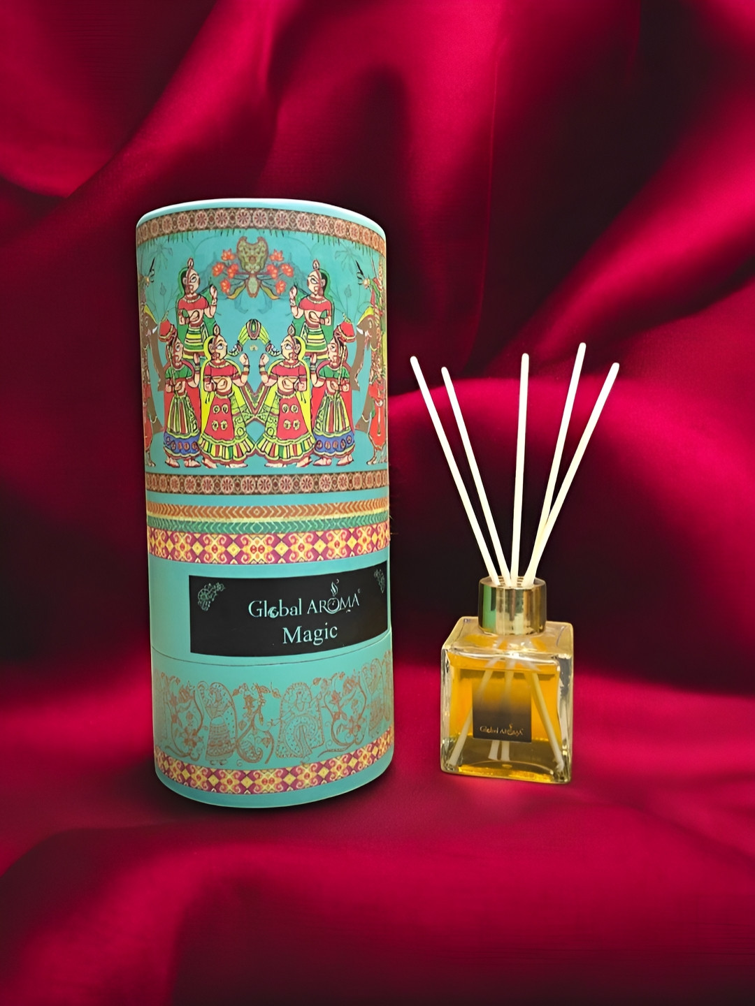 GLOBAL AROMA Blue & Red Magic Reed Aroma Oil Diffuser & Sticks 100ml