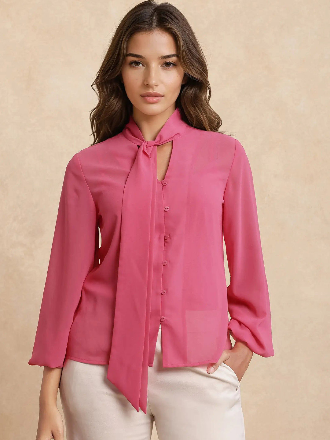 RAREISM SOMMER Solid Tie-Up Neck Top