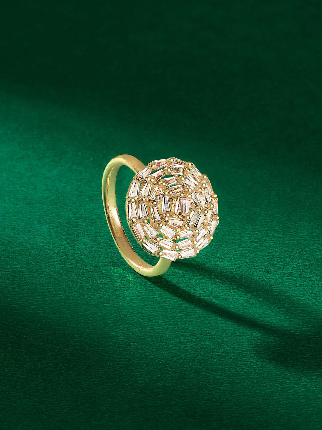 TEEJH Vibrant Vaani Cubic Zirconia Studded Adjustable Finger Ring