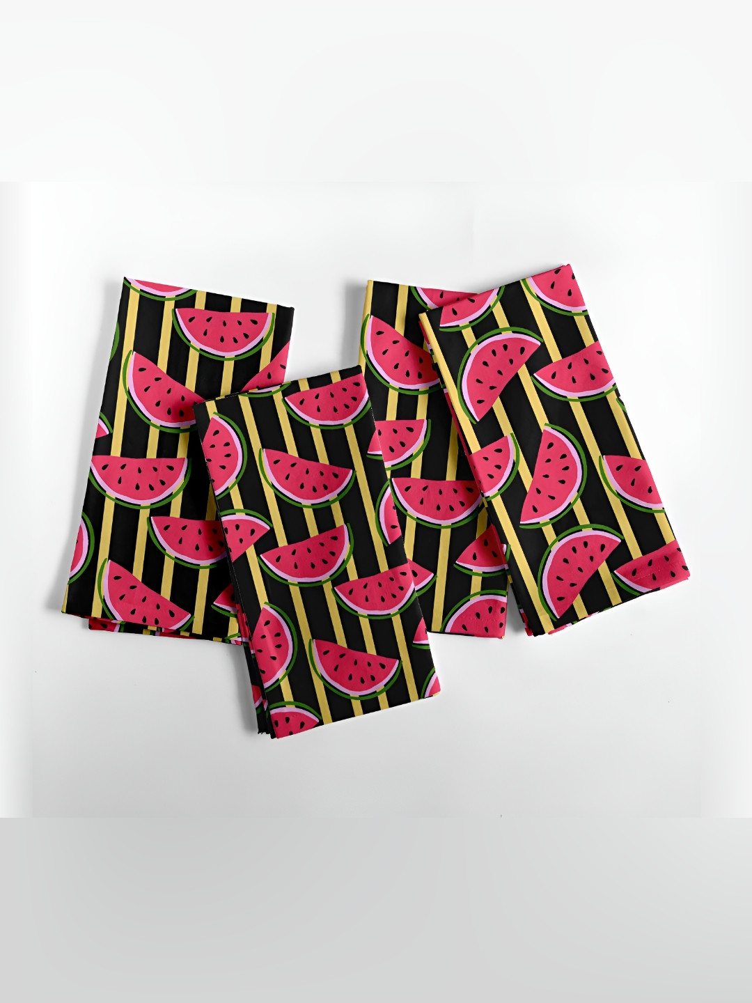 Vargottam Black & Red 12 Pieces Printed Cotton Reusable & Disposable Table Napkins