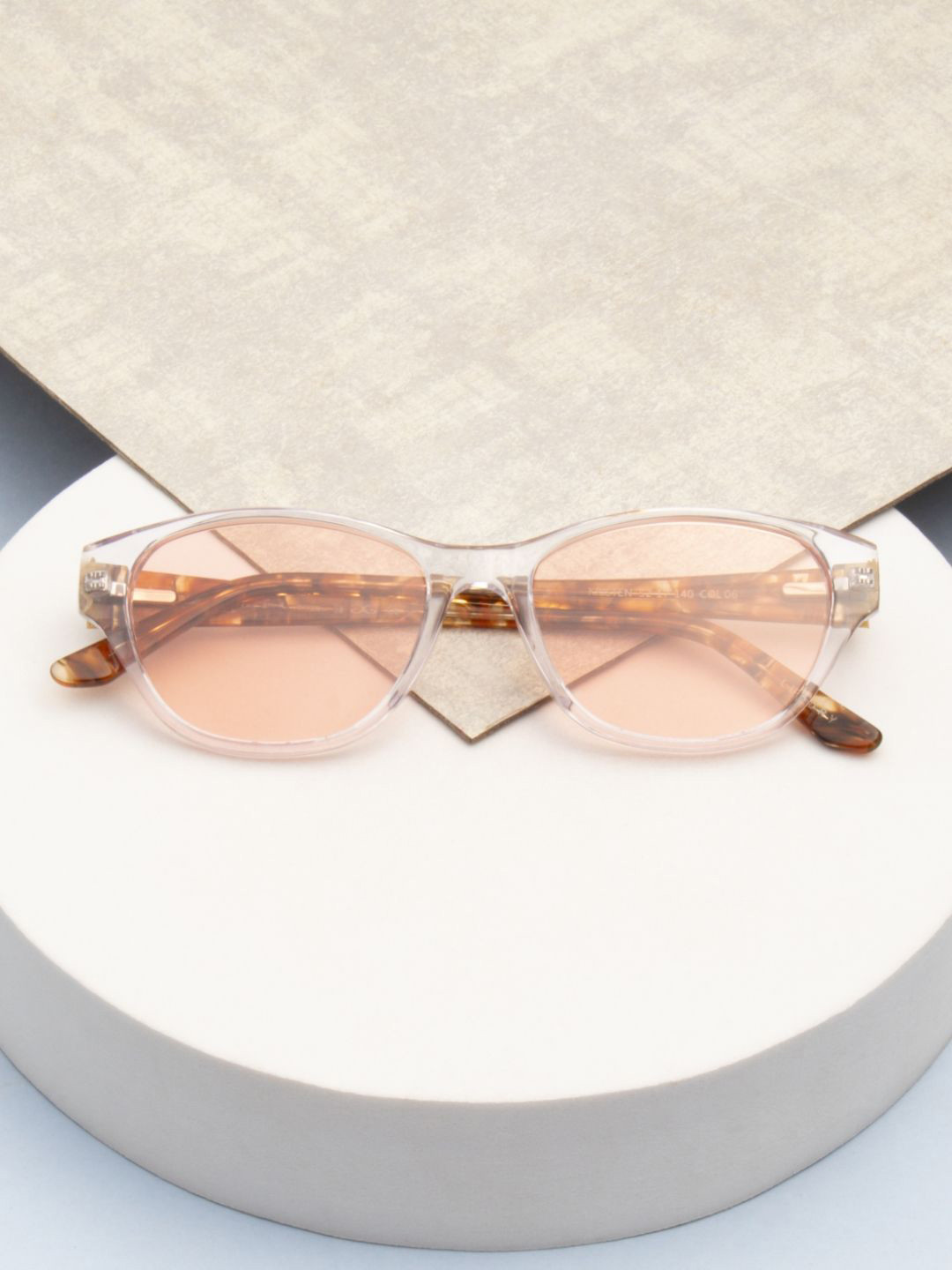 Ted Smith Women Crystal-Light Pink Cat Eye Premium Acetate Sunglasses With Polarised Lens
